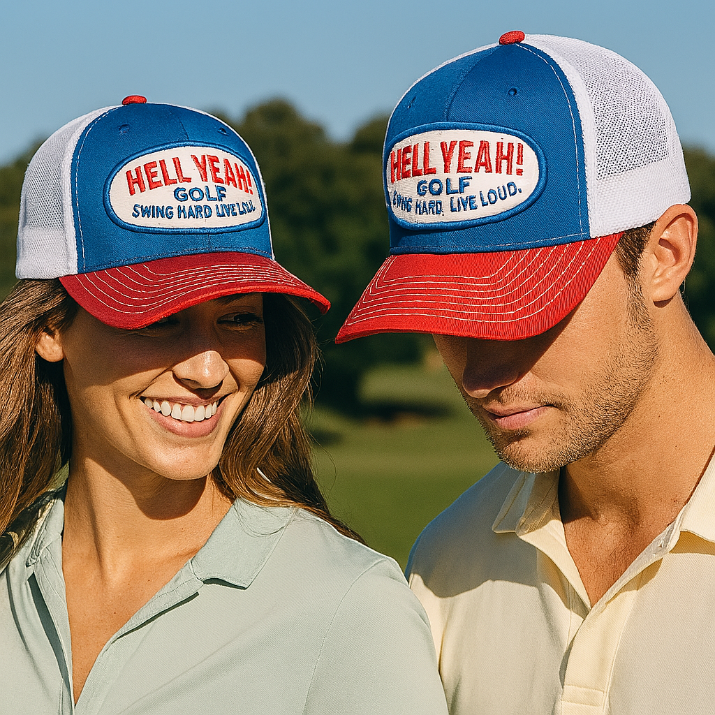 Hell Yeah! Golf Trucker Hat – "Swing Hard. Live Loud."